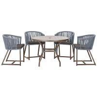 Mesa Com 4 Cadeiras E Noronha Estofado 11 Trama Original Prata - 1