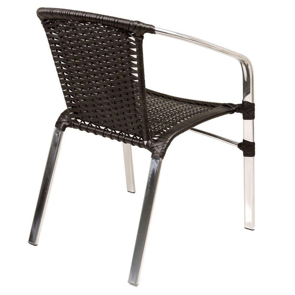 Jogo Turin 4 Cadeiras E Mesa Em Alumínio Trama Original Preto - 5