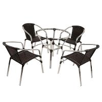 Jogo Turin 4 Cadeiras E Mesa Em Alumínio Trama Original Preto - 1