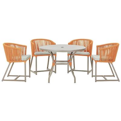 Mesa Com 4 Cadeiras E Noronha Estofado 3 Trama Original Terra Cota