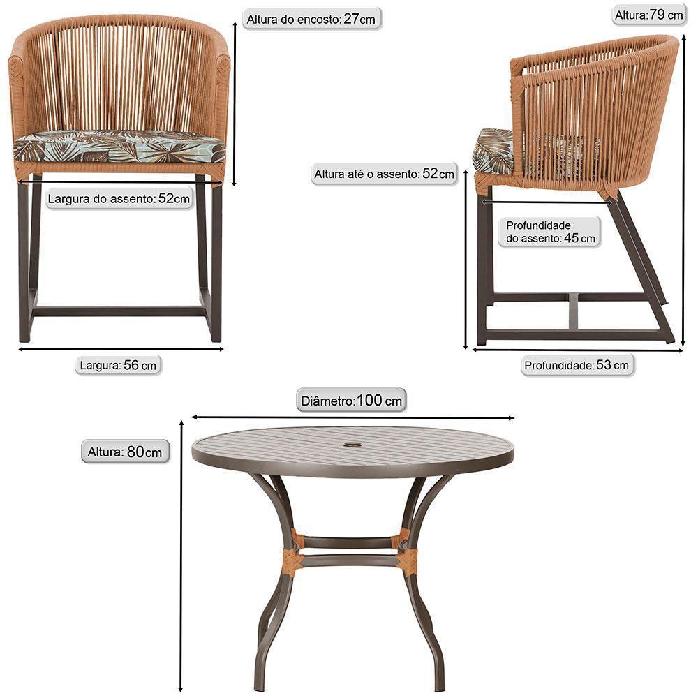 Mesa Com 4 Cadeiras E Noronha Estofado 6 Trama Original Terra Cota - 2