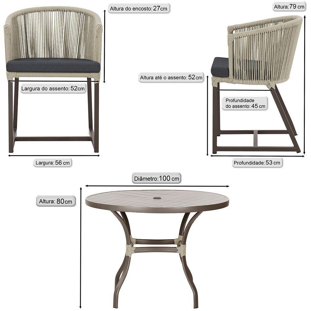 Mesa Com 4 Cadeiras E Noronha Estofado 11 Trama Original Rami - 2