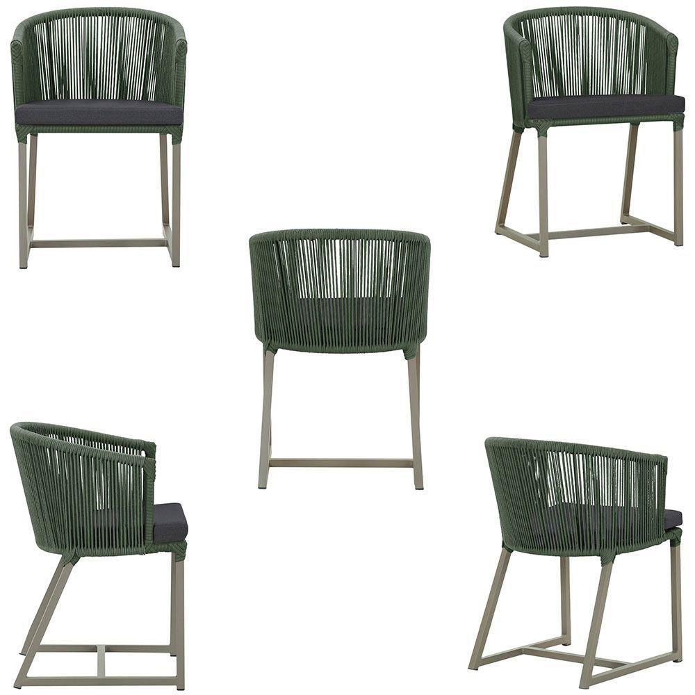 Mesa Com 4 Cadeiras E Noronha Estofado 11 Trama Original Verde - 5