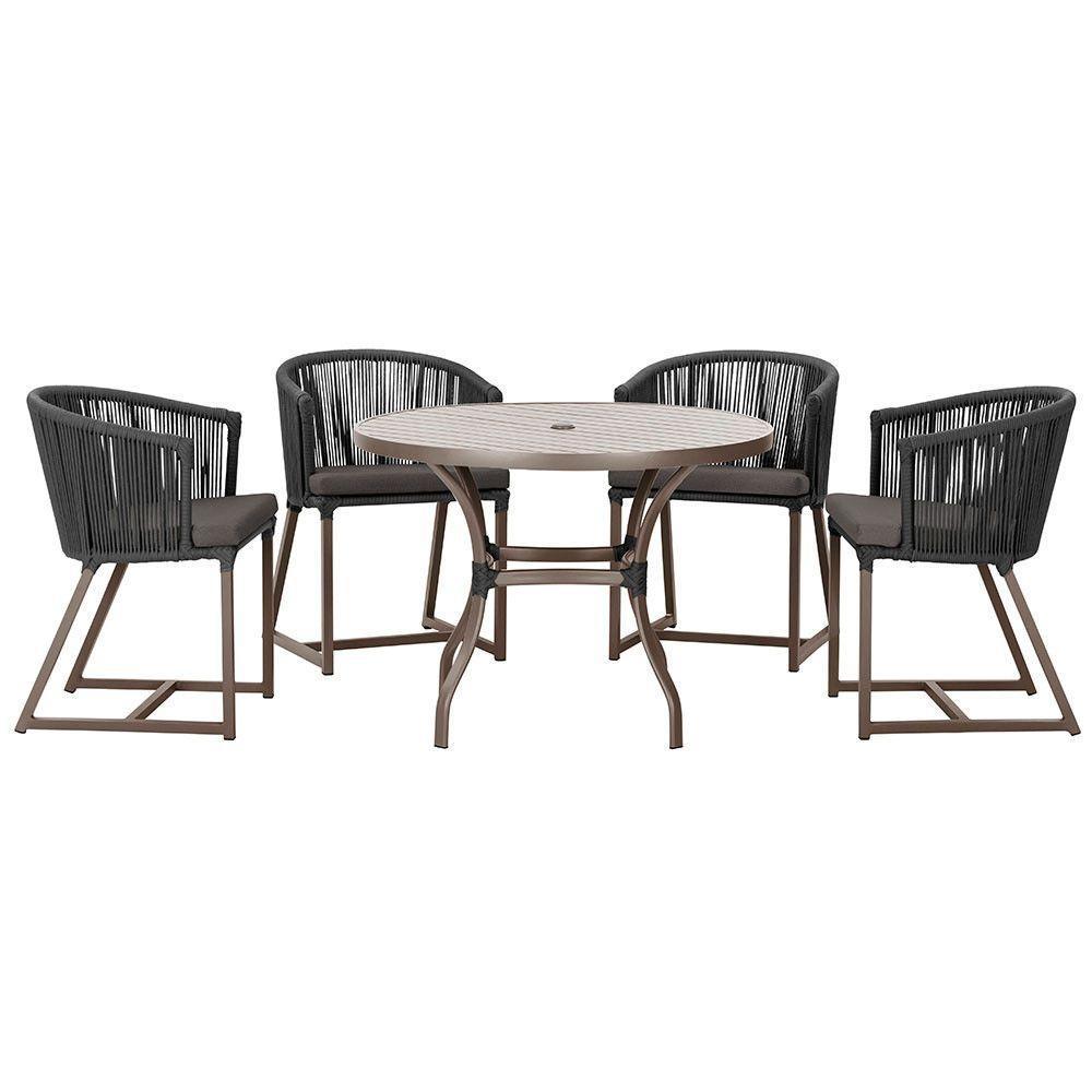 Mesa Com 4 Cadeiras E Noronha Estofado 11 Trama Original Preto - 1