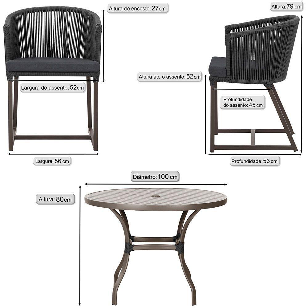 Mesa Com 4 Cadeiras E Noronha Estofado 11 Trama Original Preto - 2