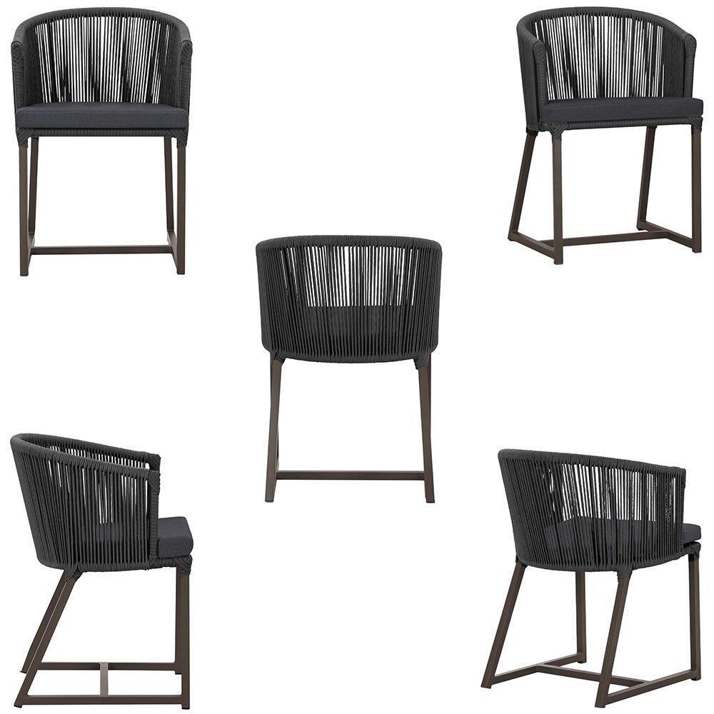 Mesa Com 4 Cadeiras E Noronha Estofado 11 Trama Original Preto - 5