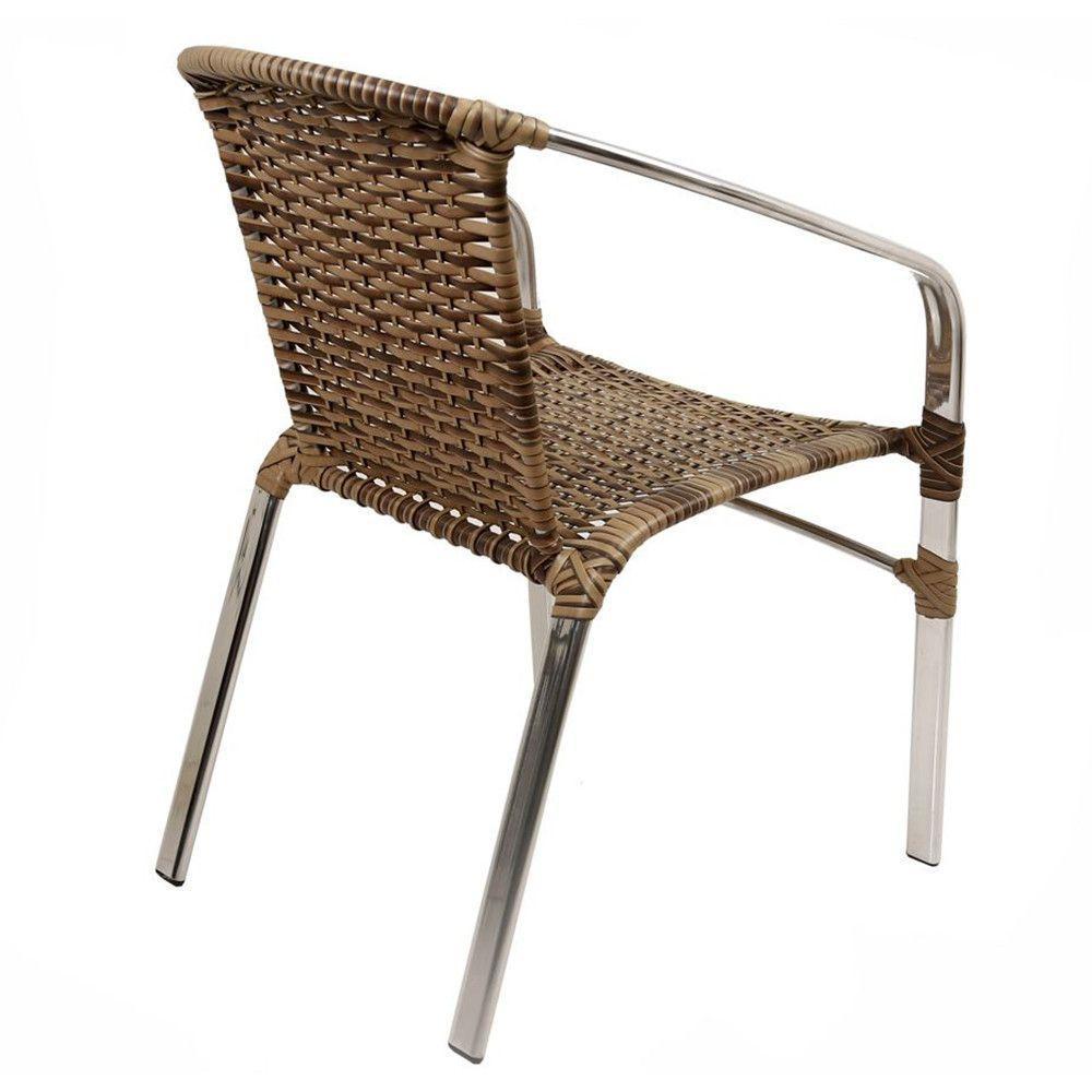 Jogo Turin 4 Cadeiras E Mesa Em Alumínio Trama Original Cappuccino - 2