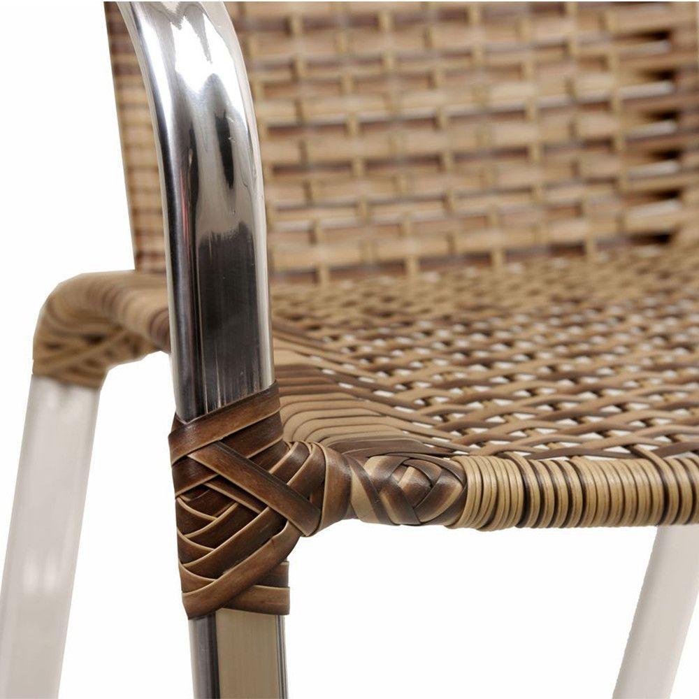 Jogo Turin 4 Cadeiras E Mesa Em Alumínio Trama Original Cappuccino - 3