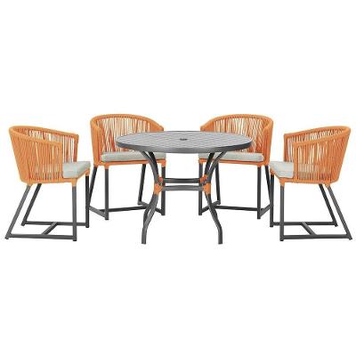 Mesa Com 4 Cadeiras E Noronha Estofado 3 Trama Original Terra Cota