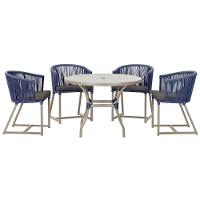 Mesa Com 4 Cadeiras E Noronha Estofado 11 Trama Original Azul - 1