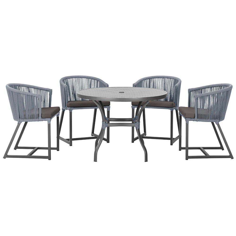 Mesa Com 4 Cadeiras E Noronha Estofado 11 Trama Original Prata - 1