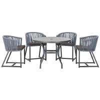 Mesa Com 4 Cadeiras E Noronha Estofado 11 Trama Original Prata - 1