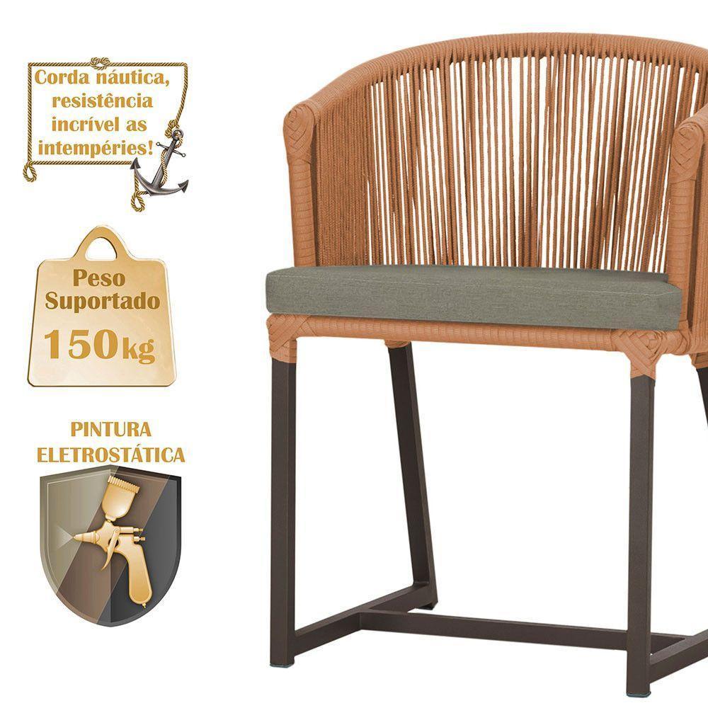 Mesa Com 4 Cadeiras E Noronha Estofado 8 Trama Original Terra Cota - 4