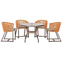 Mesa Com 4 Cadeiras E Noronha Estofado 8 Trama Original Terra Cota - 1