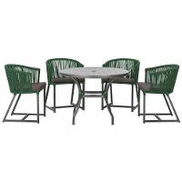 Mesa Com 4 Cadeiras E Noronha Estofado 11 Trama Original Verde - 1