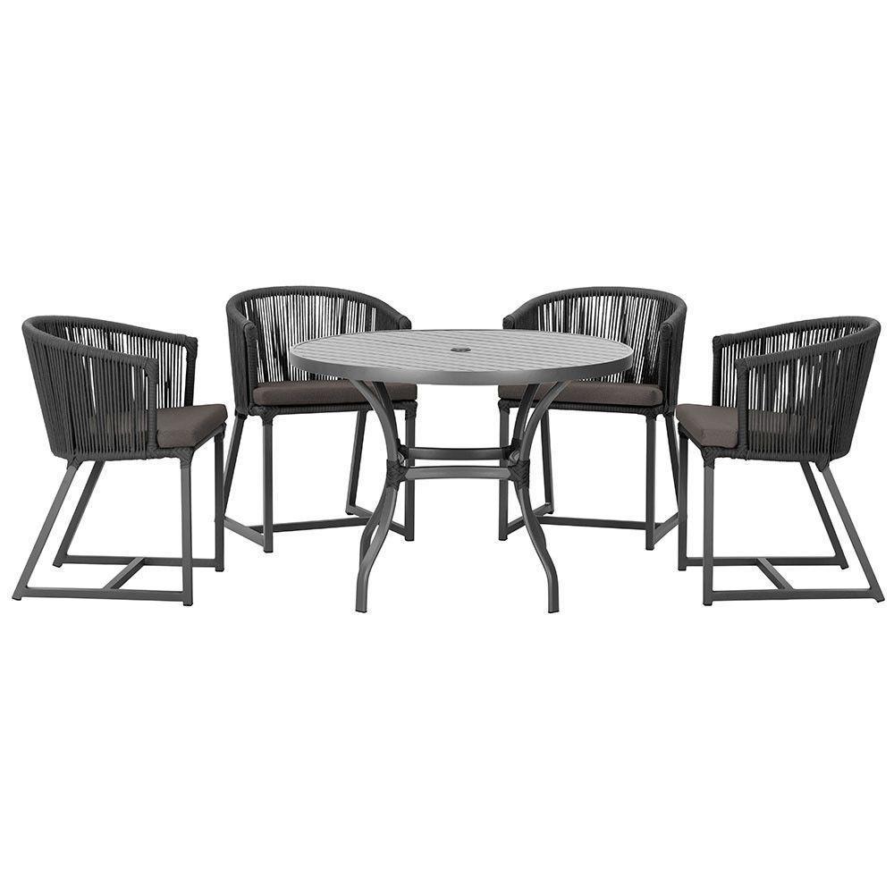 Mesa Com 4 Cadeiras E Noronha Estofado 11 Trama Original Preto - 1