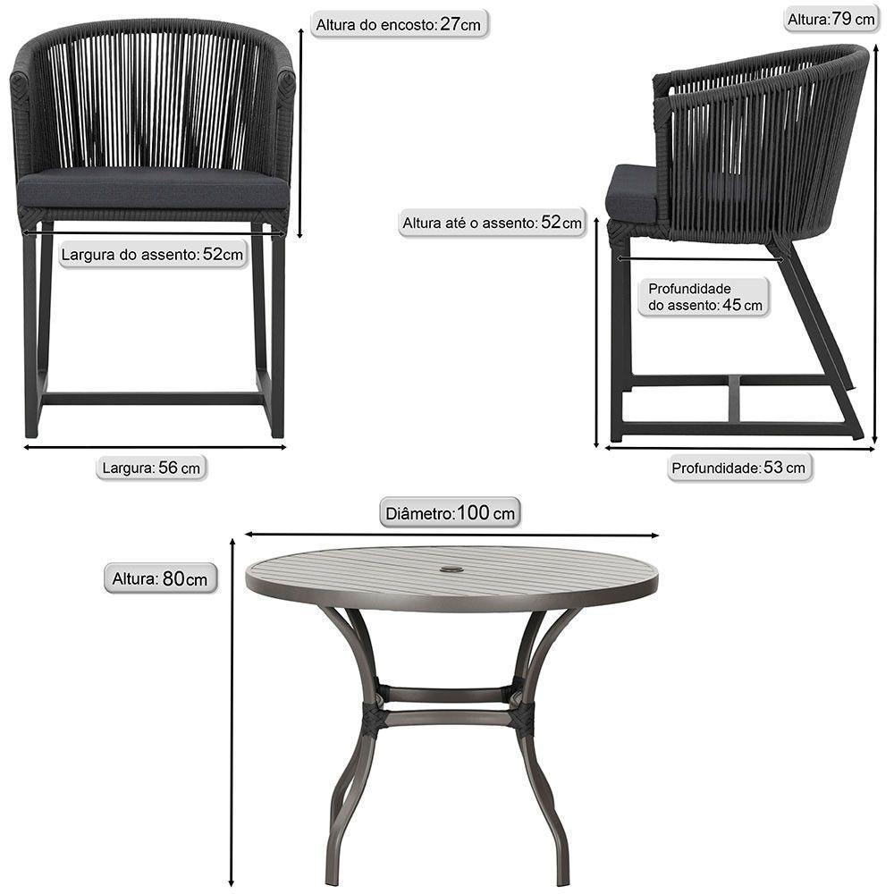 Mesa Com 4 Cadeiras E Noronha Estofado 11 Trama Original Preto - 2