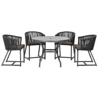 Mesa Com 4 Cadeiras E Noronha Estofado 11 Trama Original Preto - 1