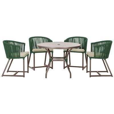 Mesa Com 4 Cadeiras E Noronha Estofado 7 Trama Original Verde