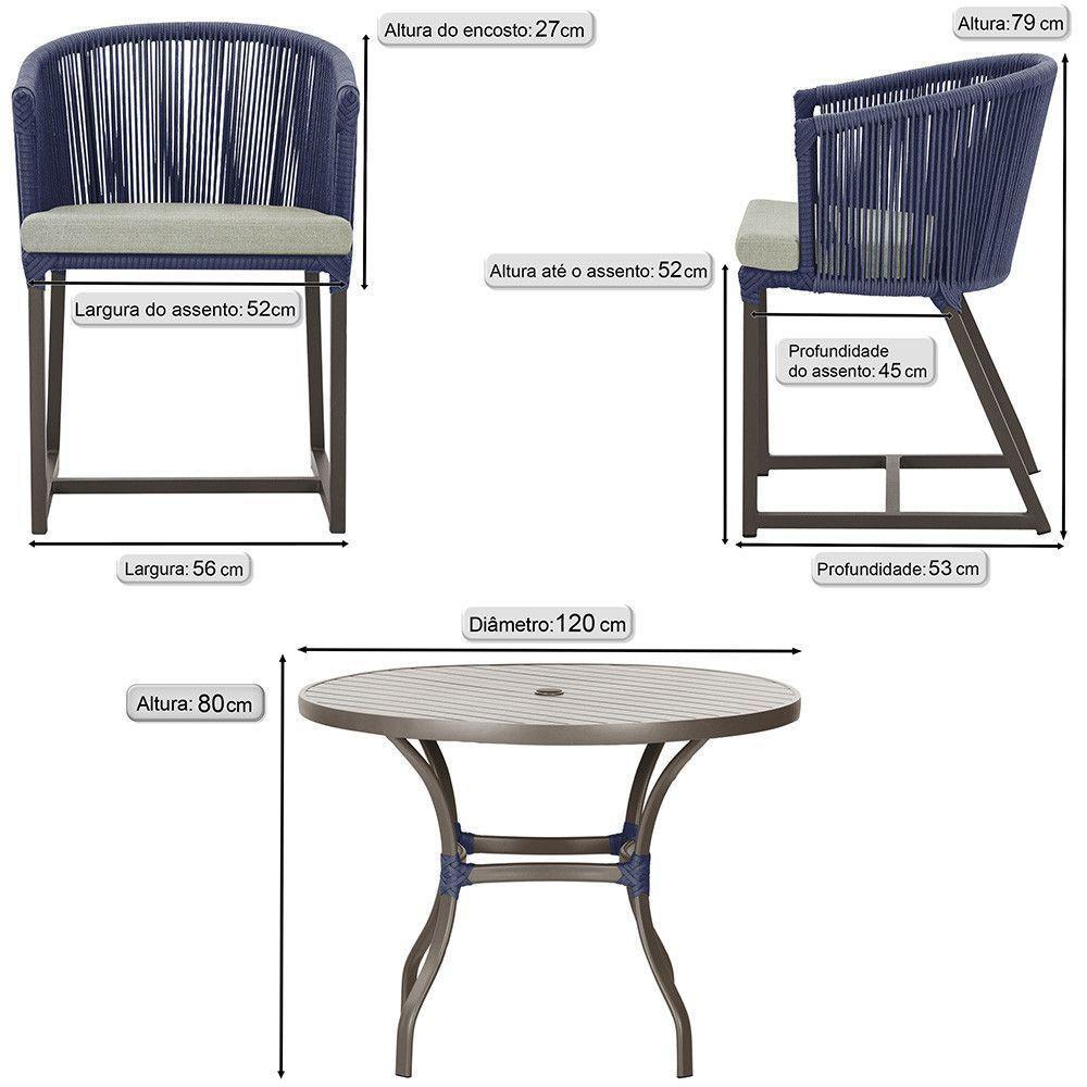 Mesa Com 6 Cadeiras Jantar Noronha Marrom E3 Trama Original Azul - 2