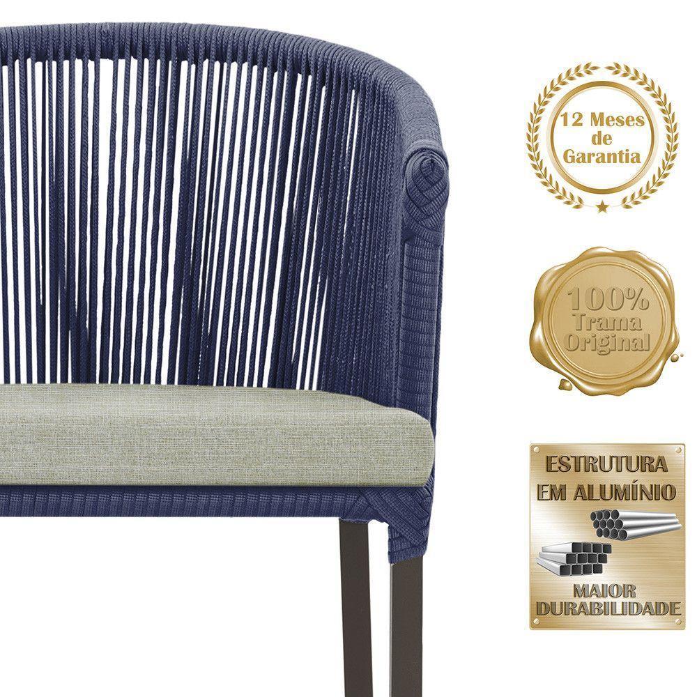 Mesa Com 6 Cadeiras Jantar Noronha Marrom E3 Trama Original Azul - 3