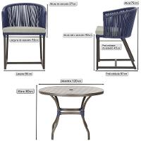 Mesa Com 6 Cadeiras Jantar Noronha Marrom E3 Trama Original Azul - 2