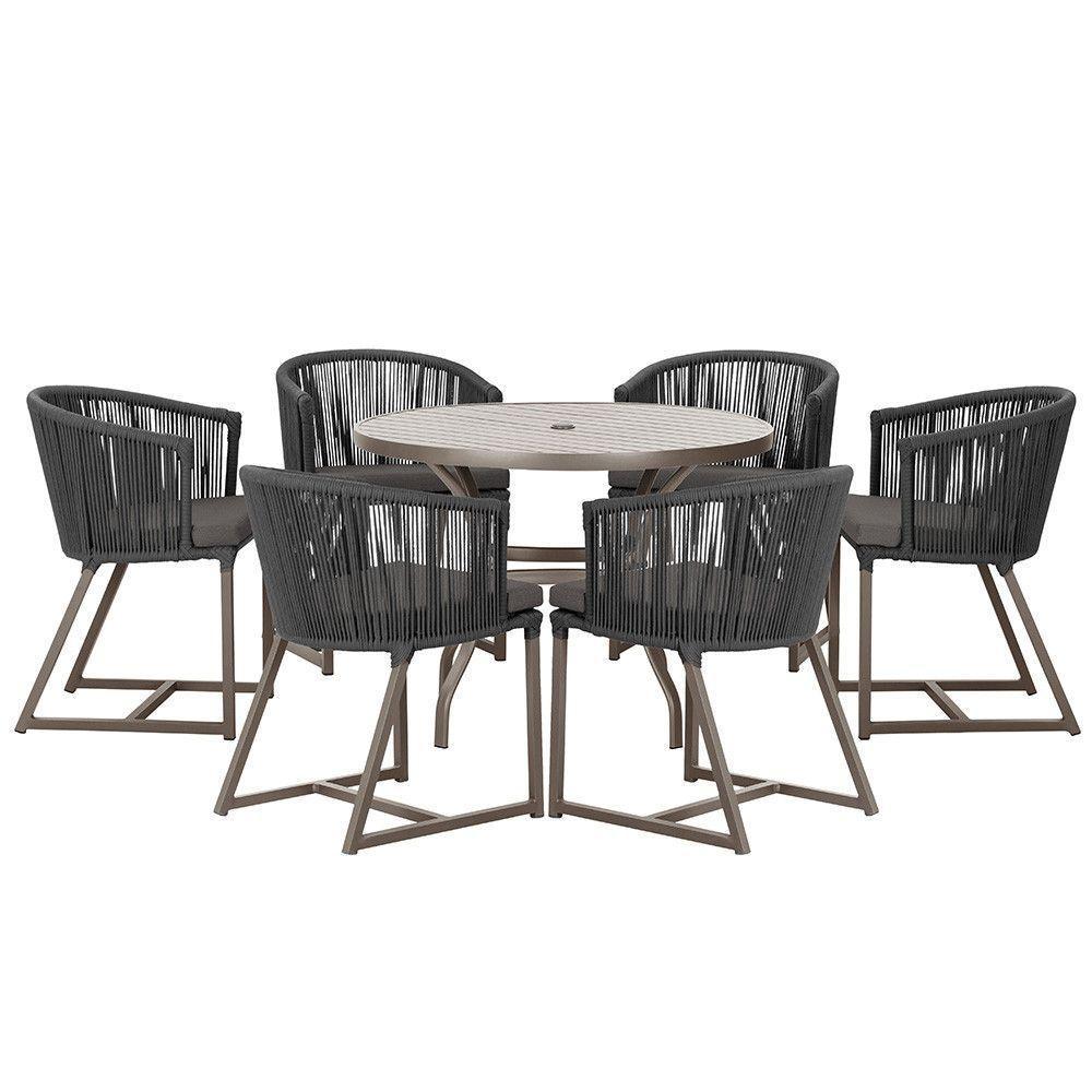 Mesa Com 6 Cadeiras Jantar Noronha Marrom E11 Trama Original Preto - 1