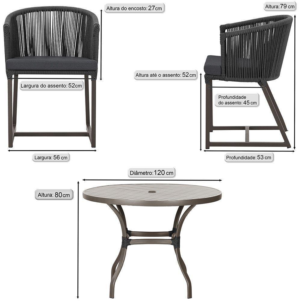 Mesa Com 6 Cadeiras Jantar Noronha Marrom E11 Trama Original Preto - 2