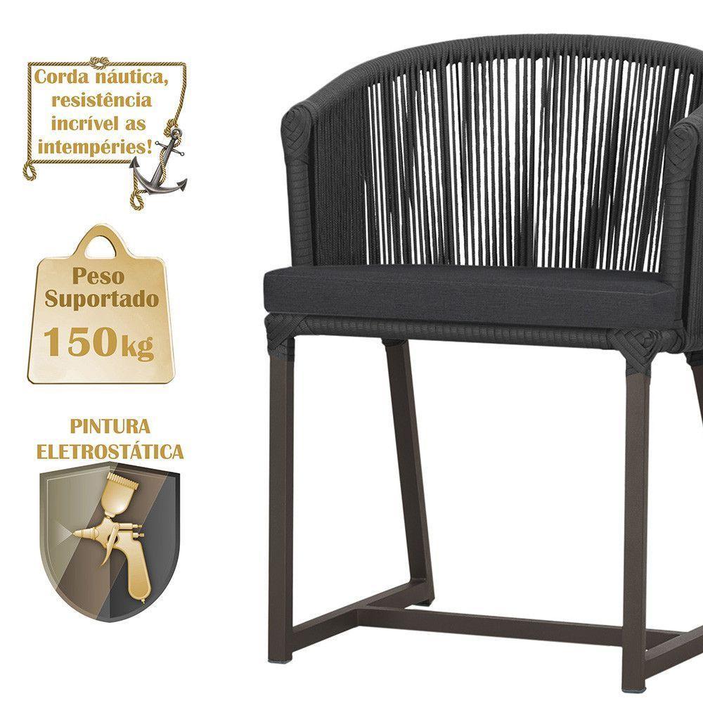 Mesa Com 6 Cadeiras Jantar Noronha Marrom E11 Trama Original Preto - 4