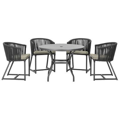 Mesa Com 4 Cadeiras E Noronha Estofado 8 Trama Original Preto