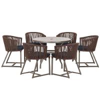 Mesa Com 6 Cadeiras De Jantar Noronha E12 Trama Original Marrom - 1