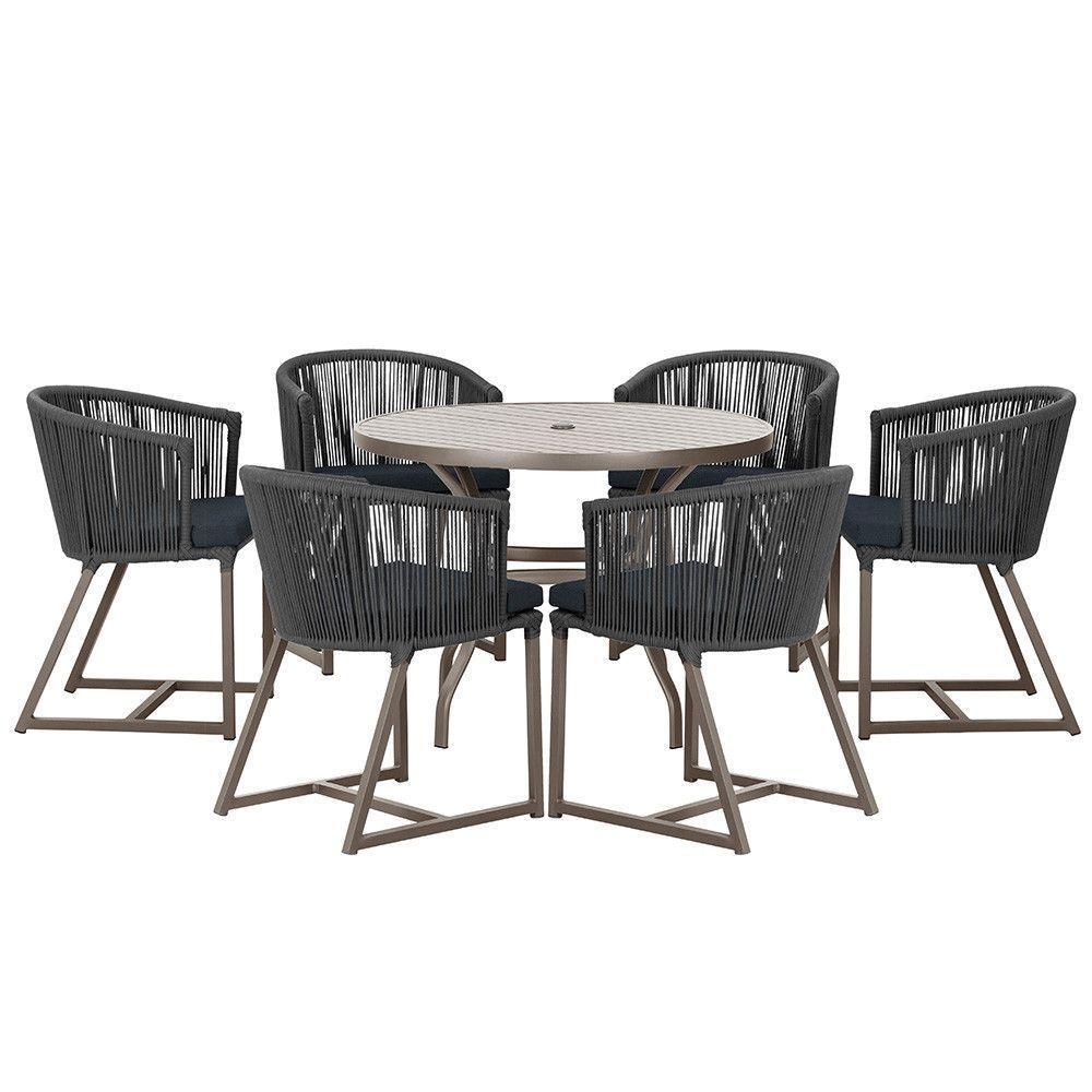 Mesa Com 6 Cadeiras De Jantar Noronha E12 Trama Original Preto - 1