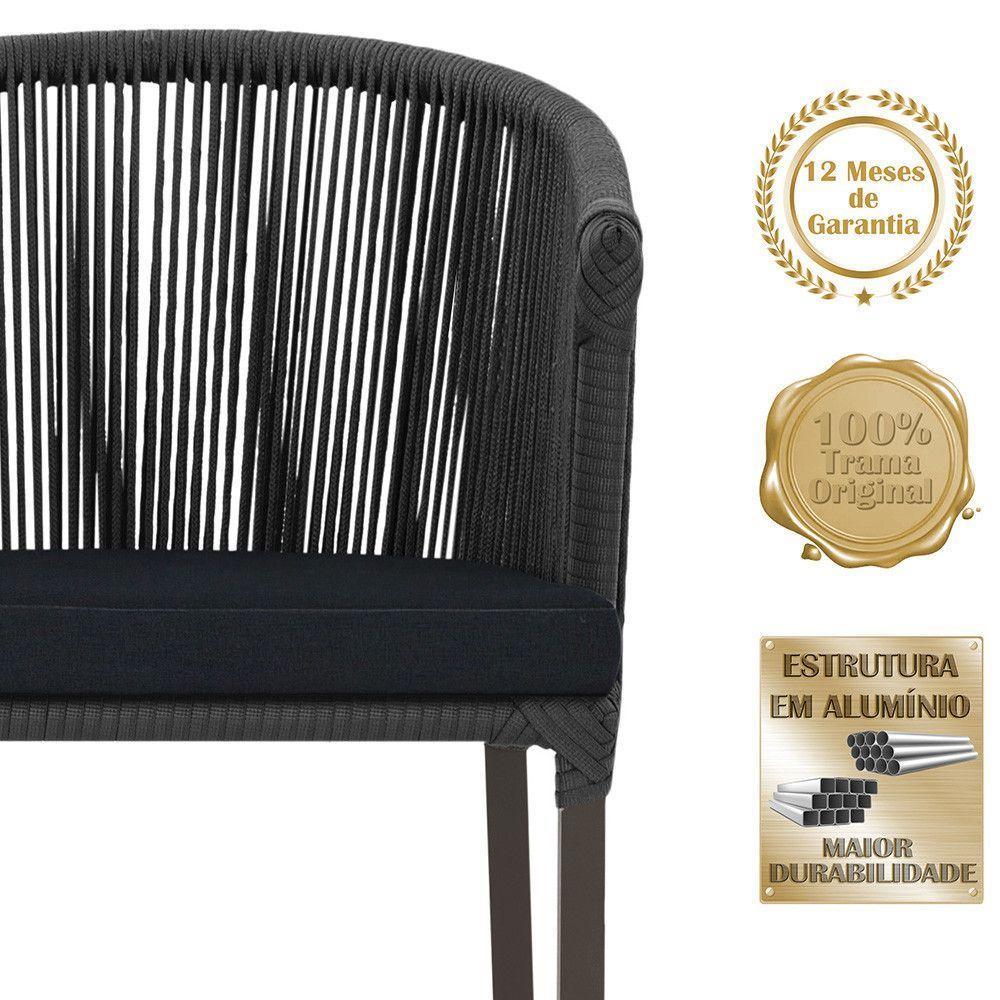 Mesa Com 6 Cadeiras De Jantar Noronha E12 Trama Original Preto - 3