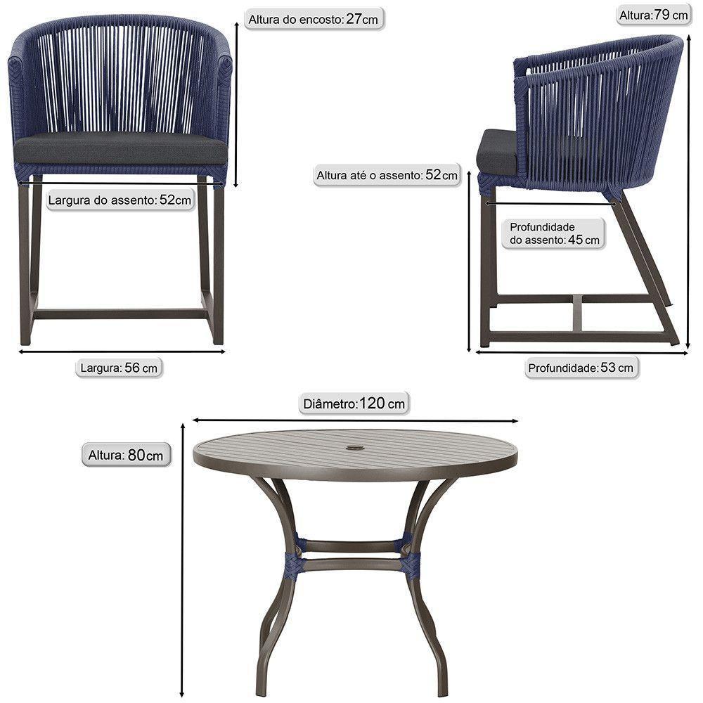 Mesa Com 6 Cadeiras Jantar Noronha Marrom E11 Trama Original Azul - 3