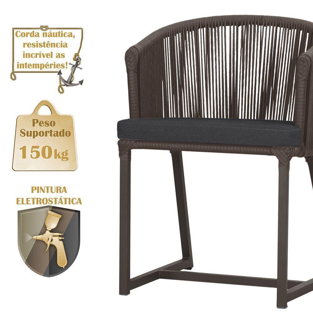 Mesa Com 6 Cadeiras Jantar Noronha Marrom E11 Trama Original Marrom - 4