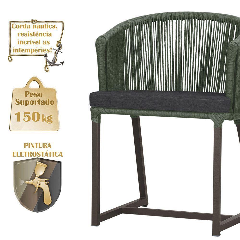 Mesa Com 6 Cadeiras Jantar Noronha Marrom E11 Trama Original Verde - 4