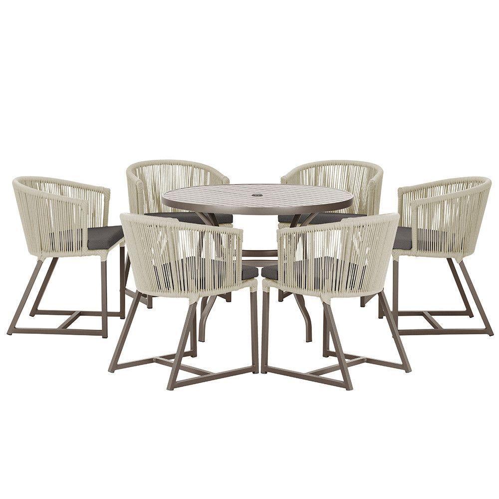 Mesa Com 6 Cadeiras Jantar Noronha Marrom E11 Trama Original Rami - 1