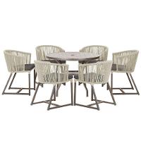 Mesa Com 6 Cadeiras Jantar Noronha Marrom E11 Trama Original Rami - 1