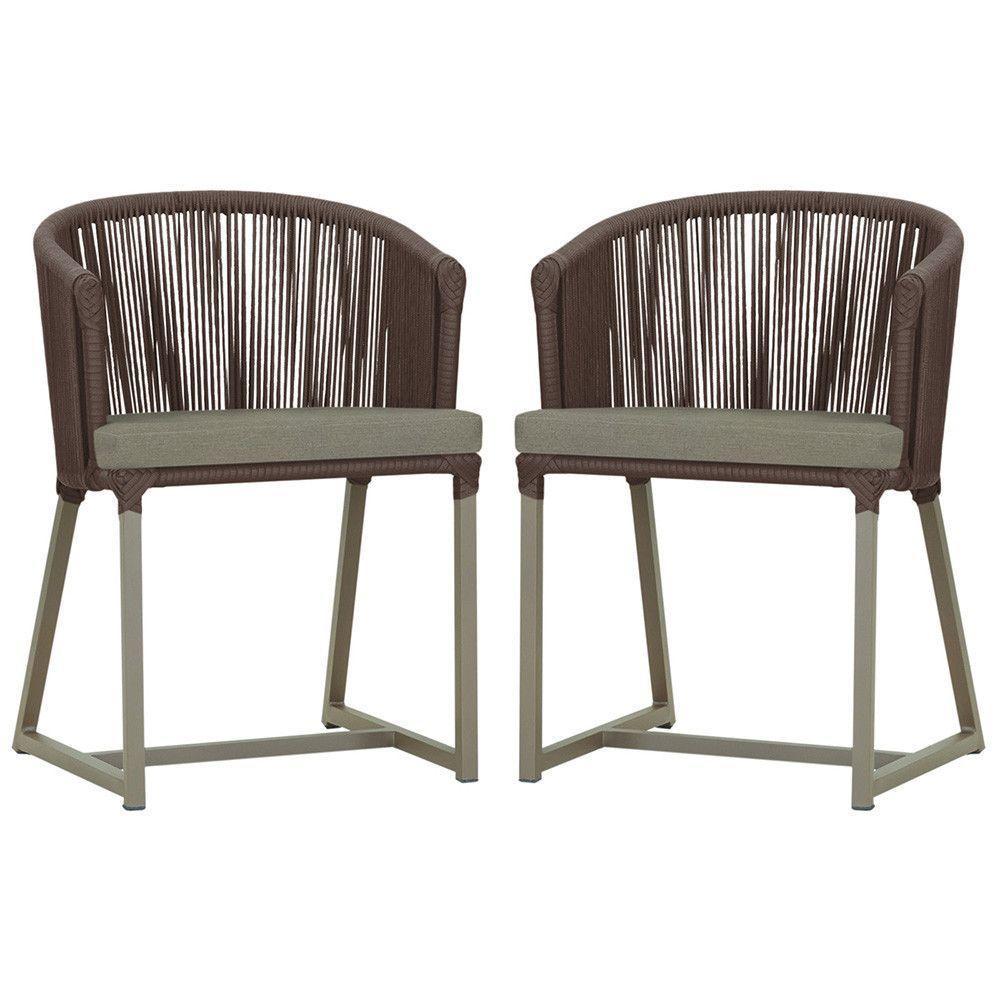 2 Cadeiras De Jantar Noronha Fendi Corda Náutica E8 Trama Marrom - 1