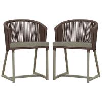 2 Cadeiras De Jantar Noronha Fendi Corda Náutica E8 Trama Marrom - 1