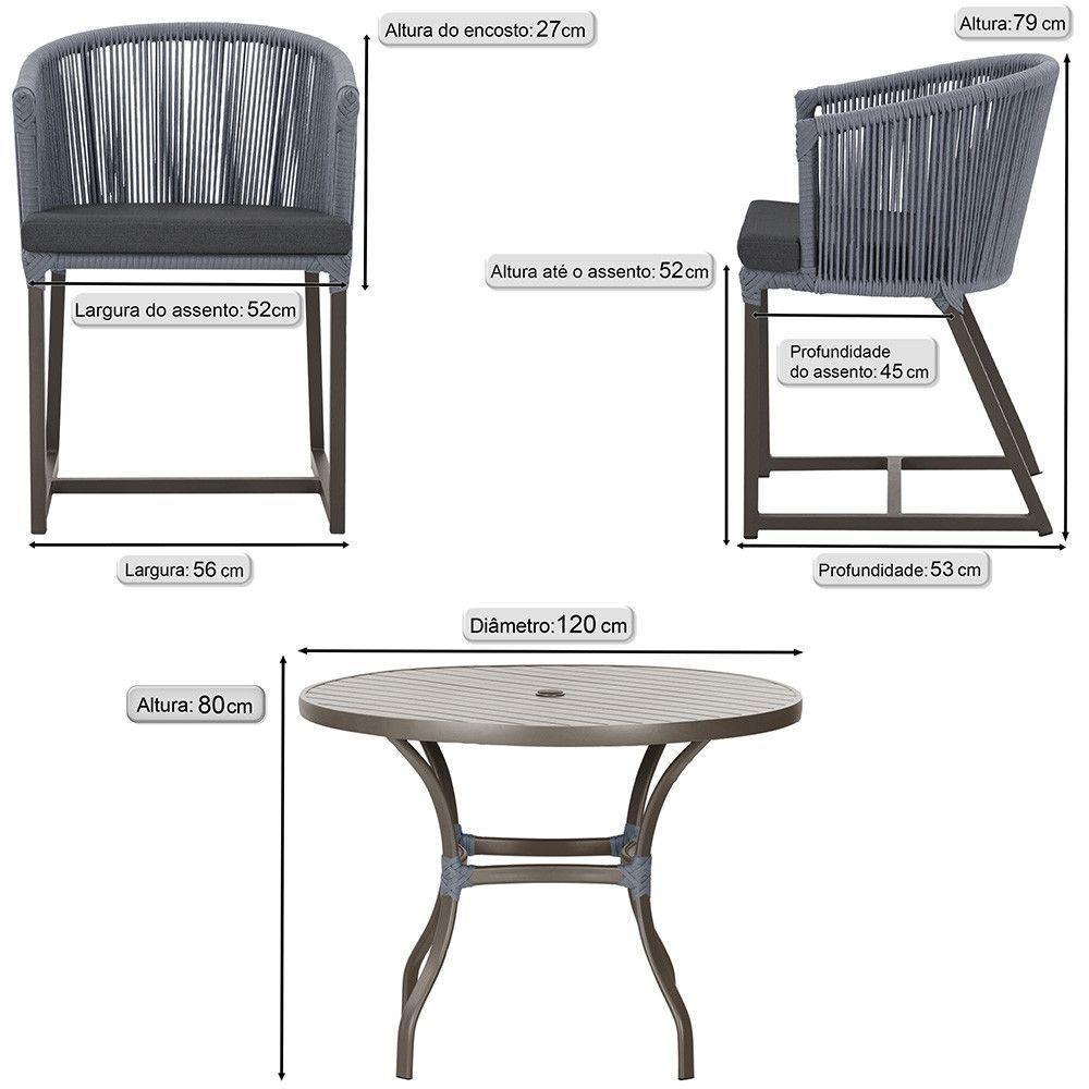 Mesa Com 6 Cadeiras Jantar Noronha Marrom E11 Trama Original Prata - 5