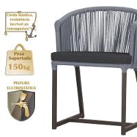 Mesa Com 6 Cadeiras Jantar Noronha Marrom E11 Trama Original Prata - 2