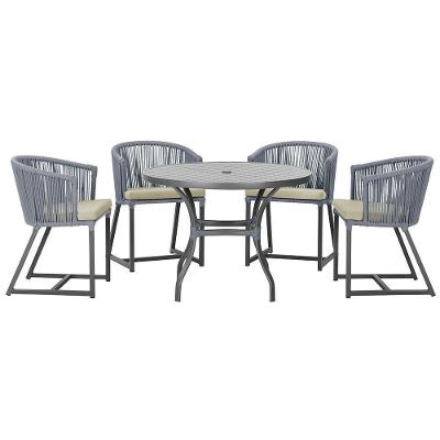 Mesa Com 4 Cadeiras E Noronha Estofado 7 Trama Original Prata
