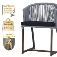 Mesa Com 6 Cadeiras De Jantar Noronha E12 Trama Original Prata