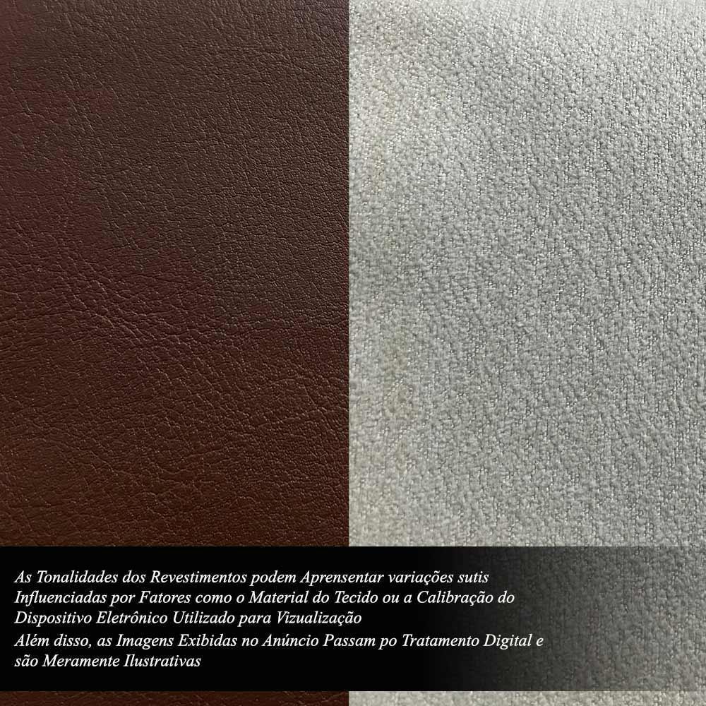 Conjunto Cama Com Cabeceira Queen Torres Pés Em Madeira Pu/bouclê Marrom/off White G91 - Gran Belo - 5