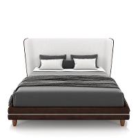 Conjunto Cama Com Cabeceira Queen Torres Pés Em Madeira Pu/bouclê Marrom/off White G91 - Gran Belo - 2