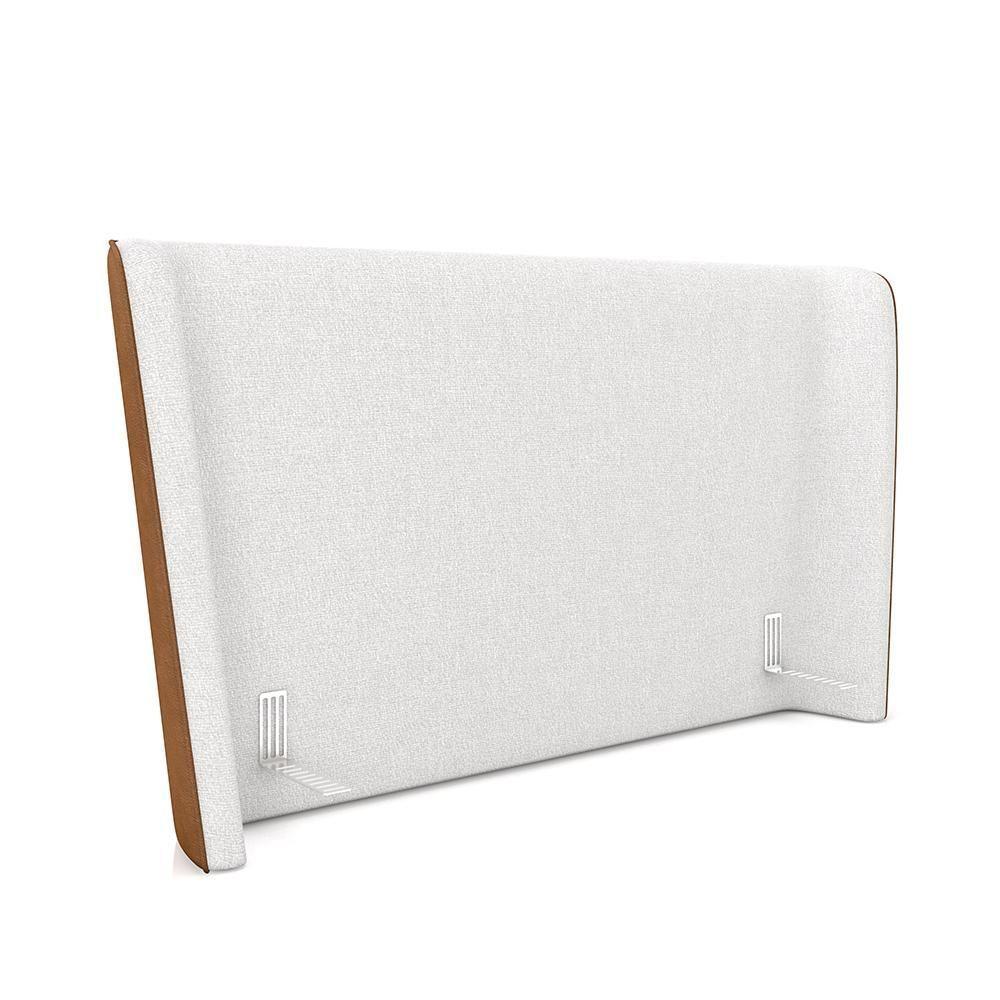 Cabeceira Design Para Cama Queen Torres Pés Em Madeira Pu/bouclê Caramelo/off White G91 - Gran Belo - 1