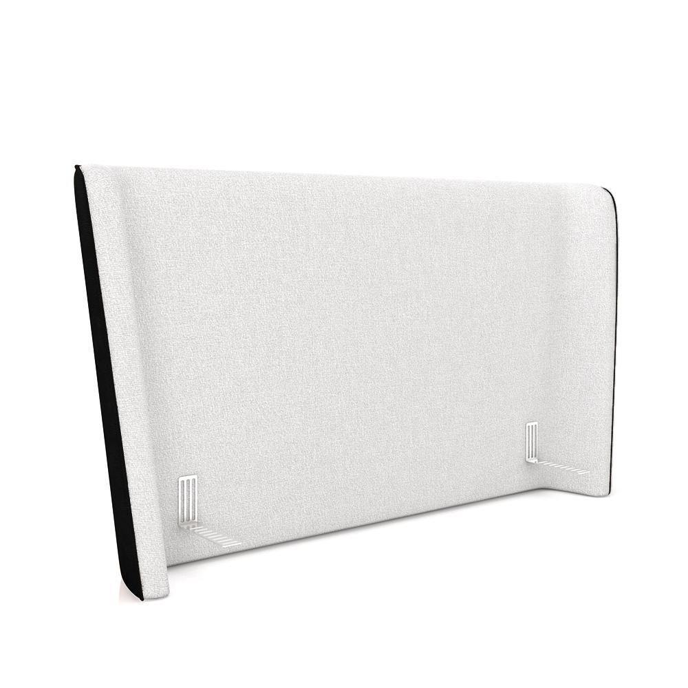 Cabeceira Design Para Cama Queen Torres Pés Em Madeira Pu/bouclê Preto/off White G91 - Gran Belo - 1