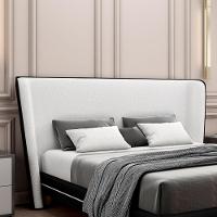 Cabeceira Design Para Cama Queen Torres Pés Em Madeira Pu/bouclê Preto/off White G91 - Gran Belo - 8