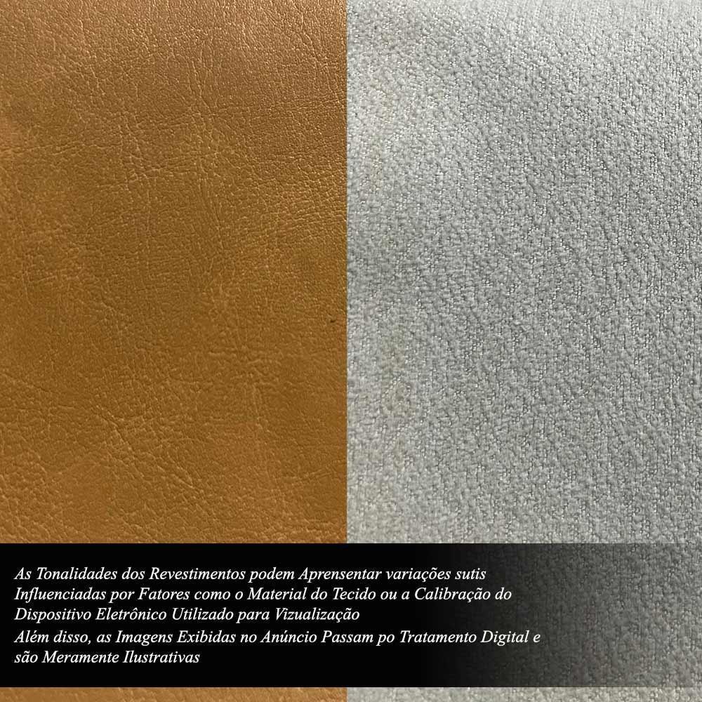 Conjunto Cama Com Cabeceira Queen Torres Pés Em Madeira Pu/bouclê Caramelo/off White G91 - Gran Belo - 2